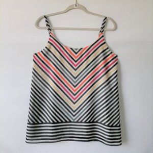 Cabi Womens Multicolor Round Neck Spaghetti Strap Striped Tank Top Size Small